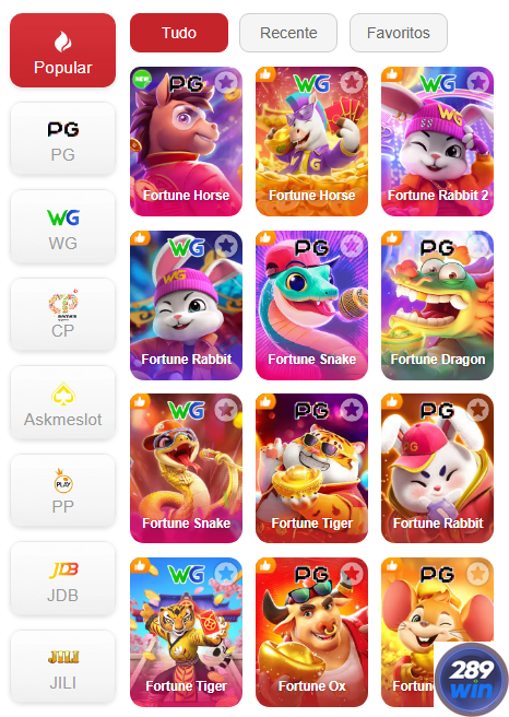 Experiência de Jogos 289win.com