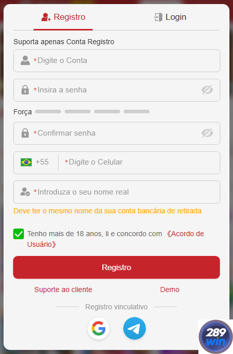Experiência de Jogos 289win.com